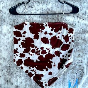 Cow Print angled crop top- Size: Women’s M